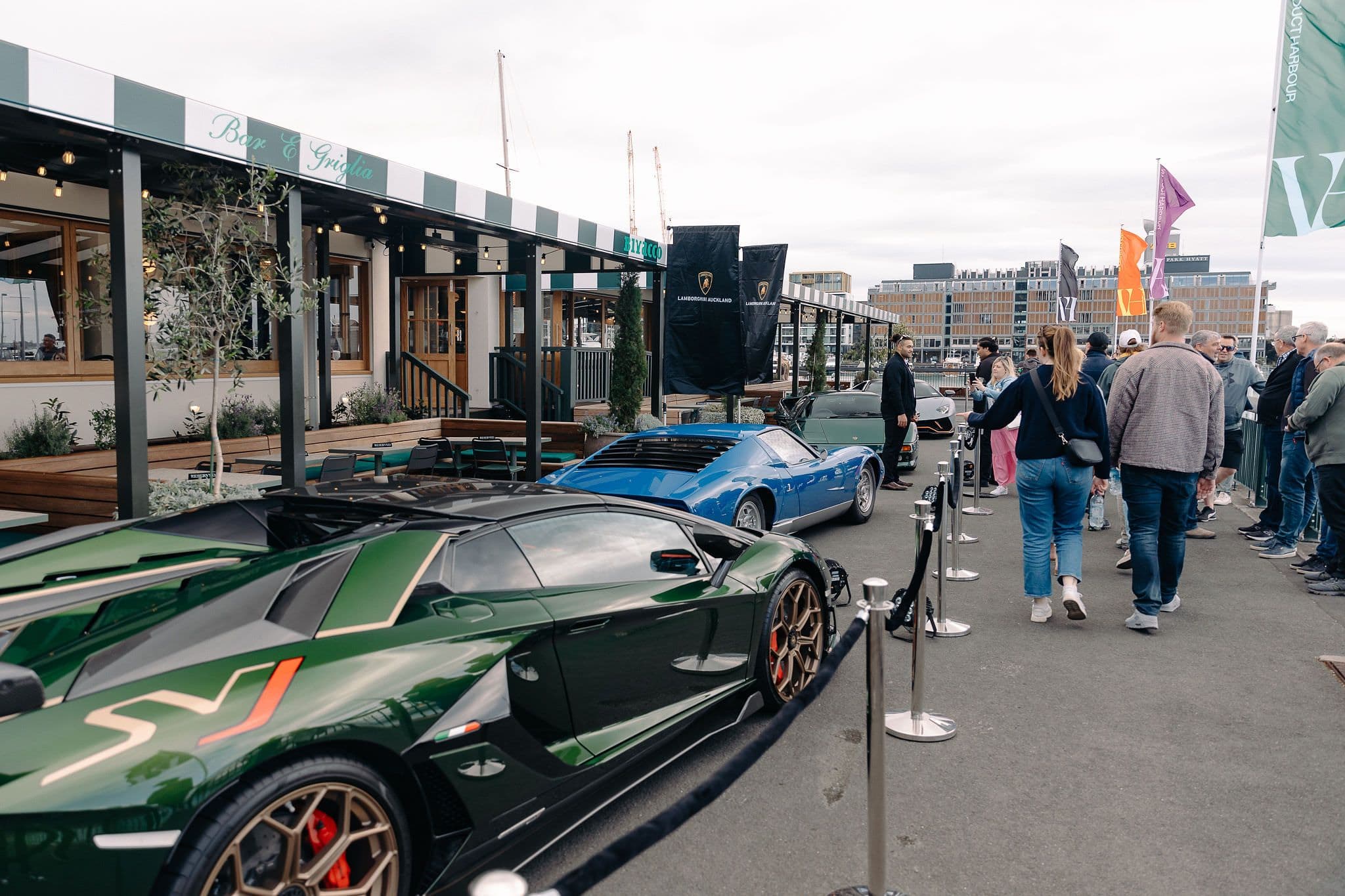 Green Lamborghini on display at the brand's 60th anniversary event in Auckland, event photography by Sonna Studios